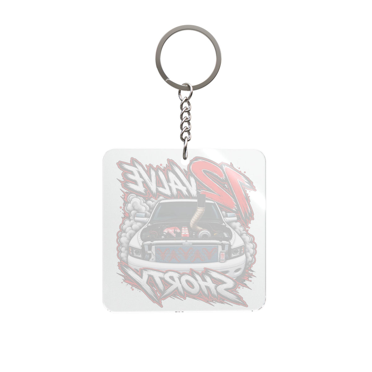 12 Valve Shorty Car Keychain — Square Automotive Keyring for Enthusiasts