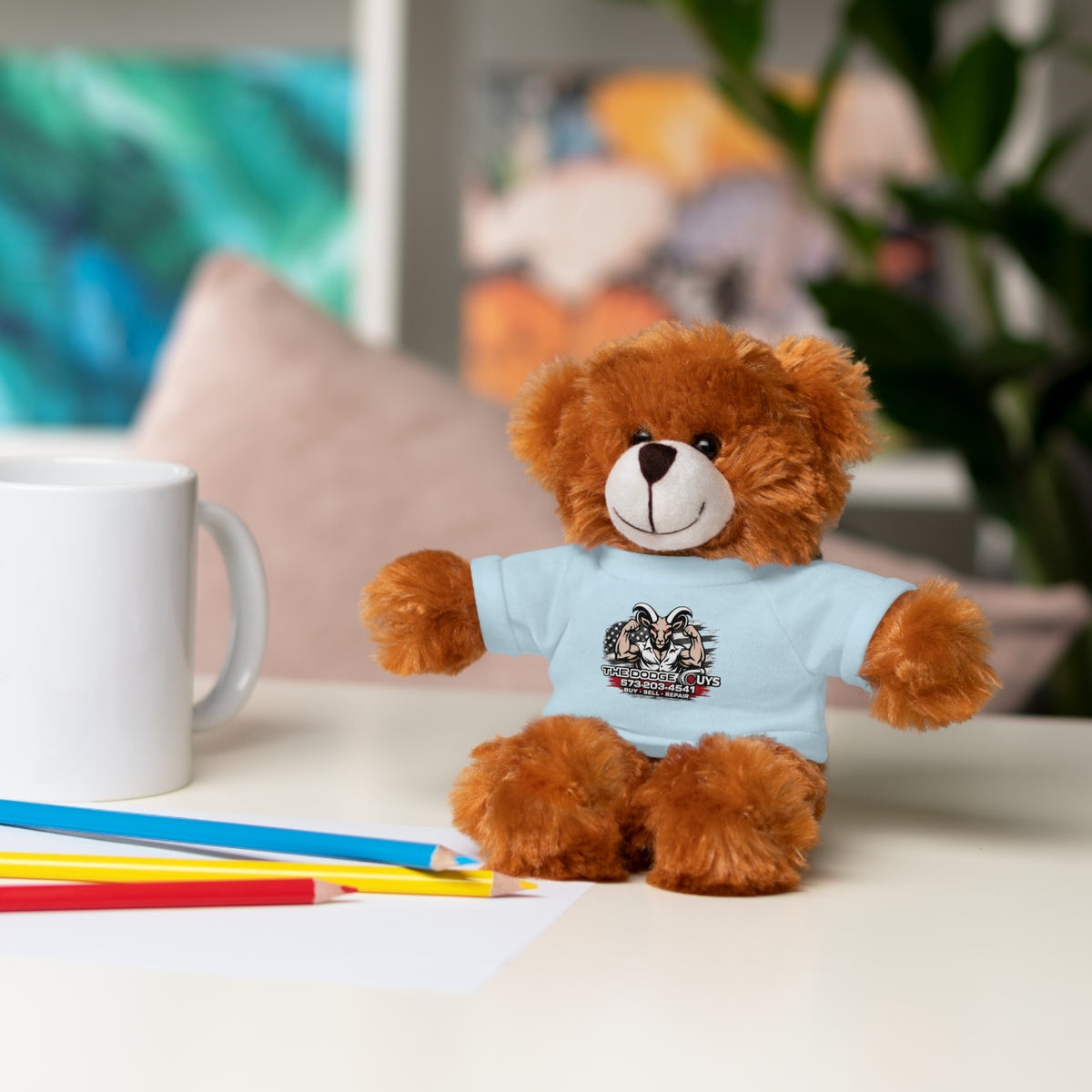 Green T-Shirt Teddy Bear with Custom Graphic — Cute Plush Gift for Kids & Fans