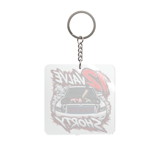 12 Valve Shorty Car Keychain — Square Automotive Keyring for Enthusiasts