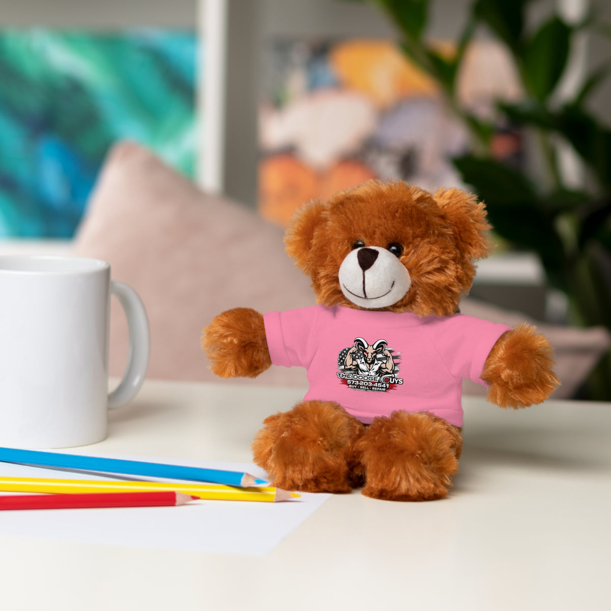 Green T-Shirt Teddy Bear with Custom Graphic — Cute Plush Gift for Kids & Fans
