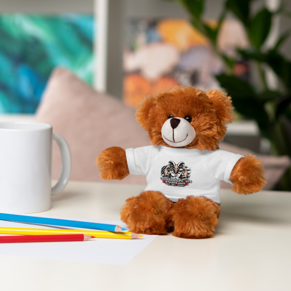 Green T-Shirt Teddy Bear with Custom Graphic — Cute Plush Gift for Kids & Fans