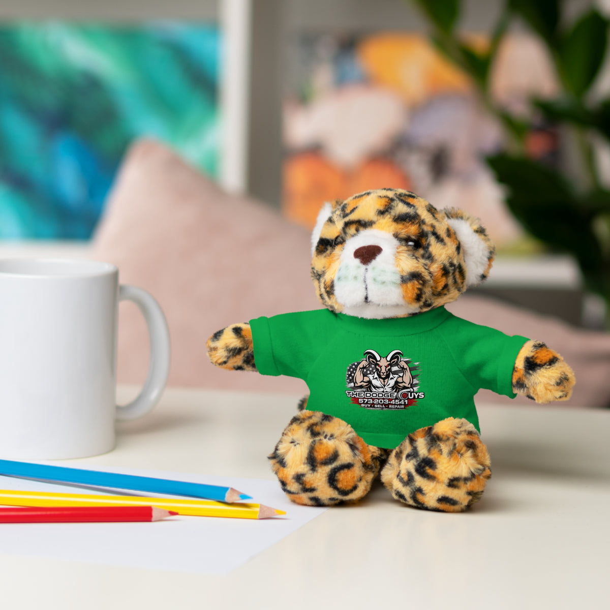 Green T-Shirt Teddy Bear with Custom Graphic — Cute Plush Gift for Kids & Fans