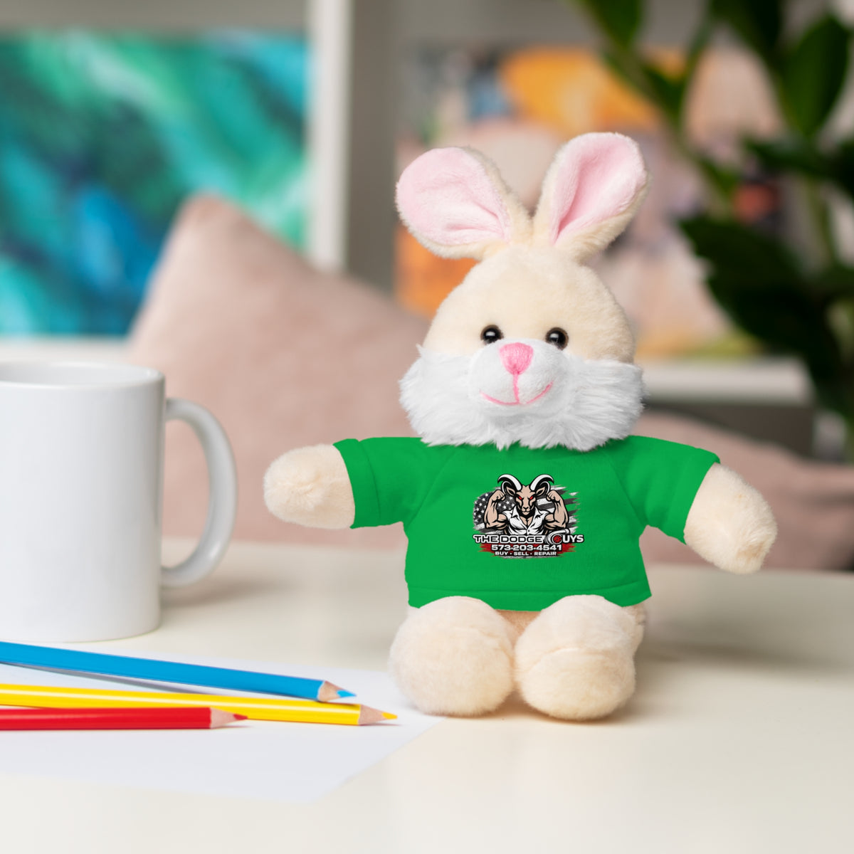 Green T-Shirt Teddy Bear with Custom Graphic — Cute Plush Gift for Kids & Fans