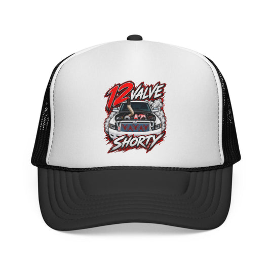 12 Valve Shorty Trucker Cap — Vintage Diesel Trucker Hat for Mechanics & Truck Enthusiasts