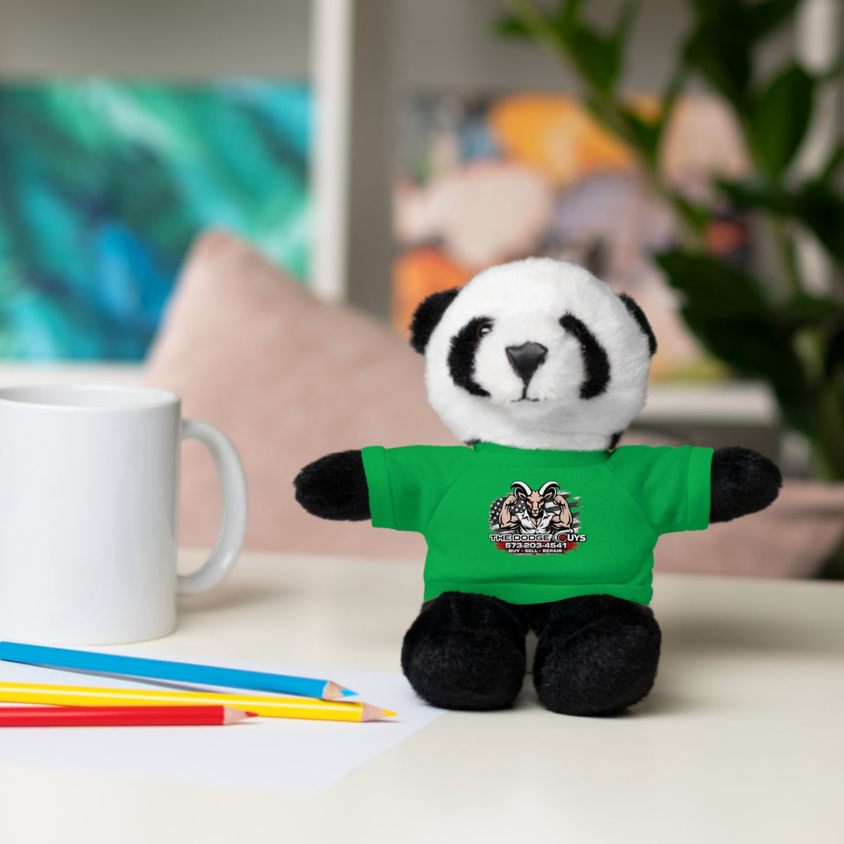 Green T-Shirt Teddy Bear with Custom Graphic — Cute Plush Gift for Kids & Fans