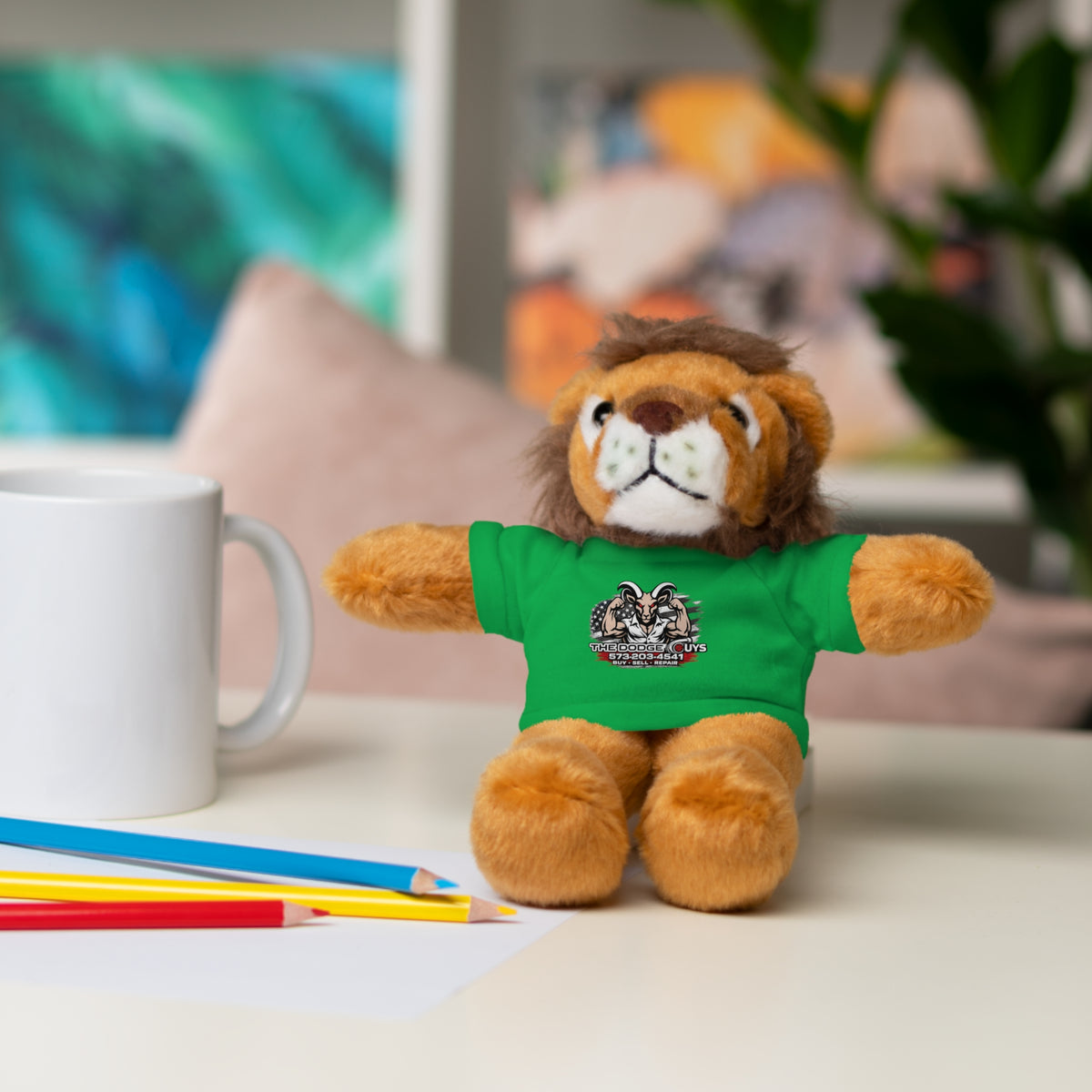 Green T-Shirt Teddy Bear with Custom Graphic — Cute Plush Gift for Kids & Fans