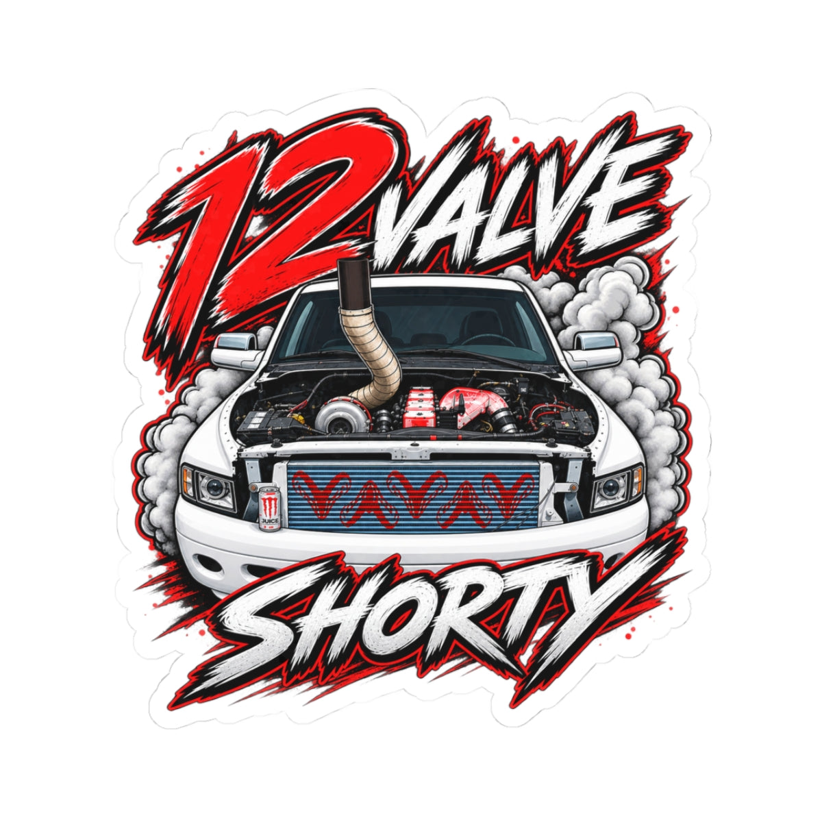12 Valve Shorty Sticker — Diesel Truck Kiss-Cut Decal for RAM Fans