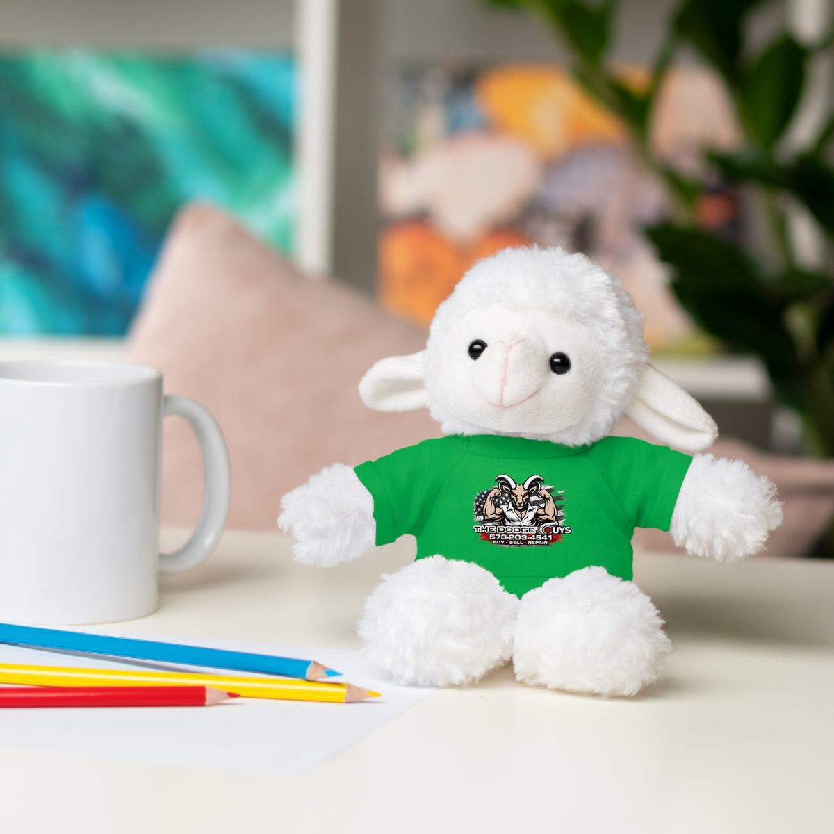 Green T-Shirt Teddy Bear with Custom Graphic — Cute Plush Gift for Kids & Fans